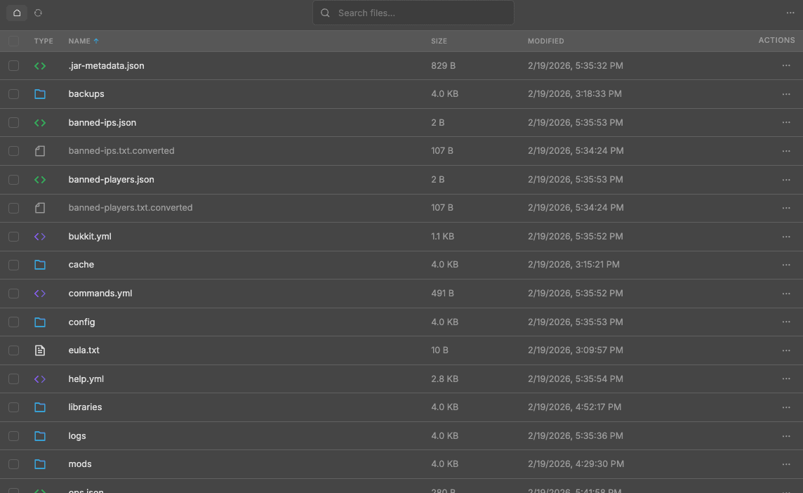File manager — mods and configs