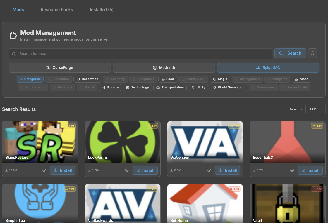 Mod Manager Interface